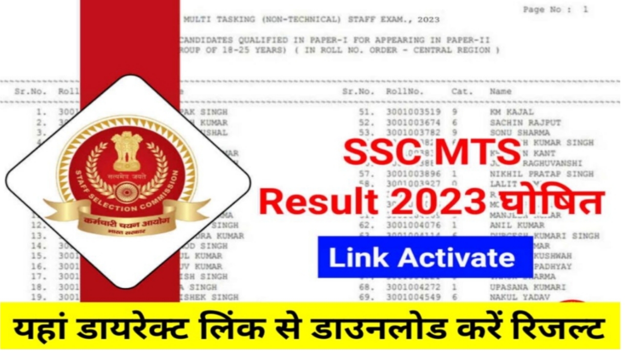 SSC MTS Result OUT