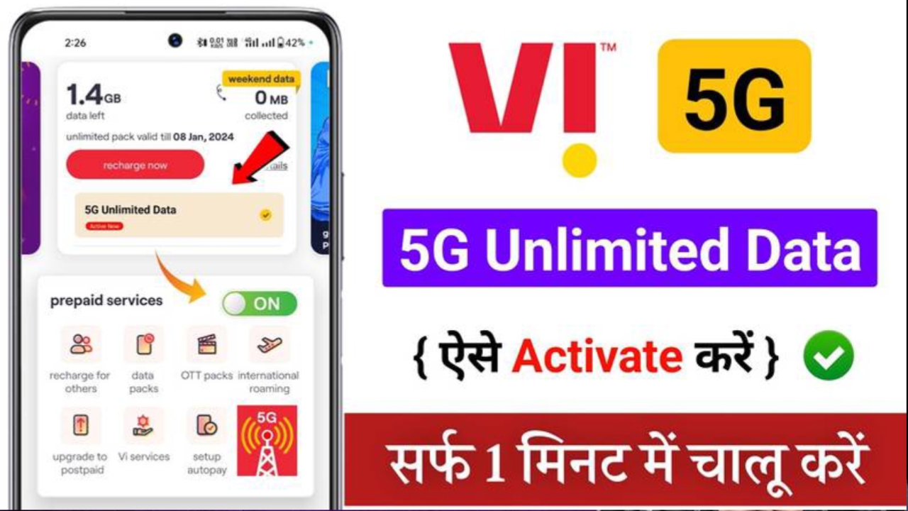 Vodafone Idea 5G Free Unlimited Data : वोडाफोन आइडिया का महा धमाका, वोडाफोन आइडिया भी देगा 5G फ्री अनलिमिटेड डाटा।